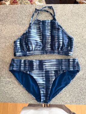Prana Blue Tie-Dye Two-Piece Swim Set